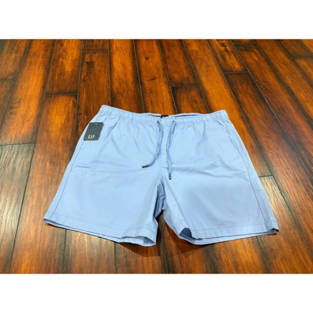 New GAP Pull On Shorts Light Blue Elastic Waist Drawstring Men XXL